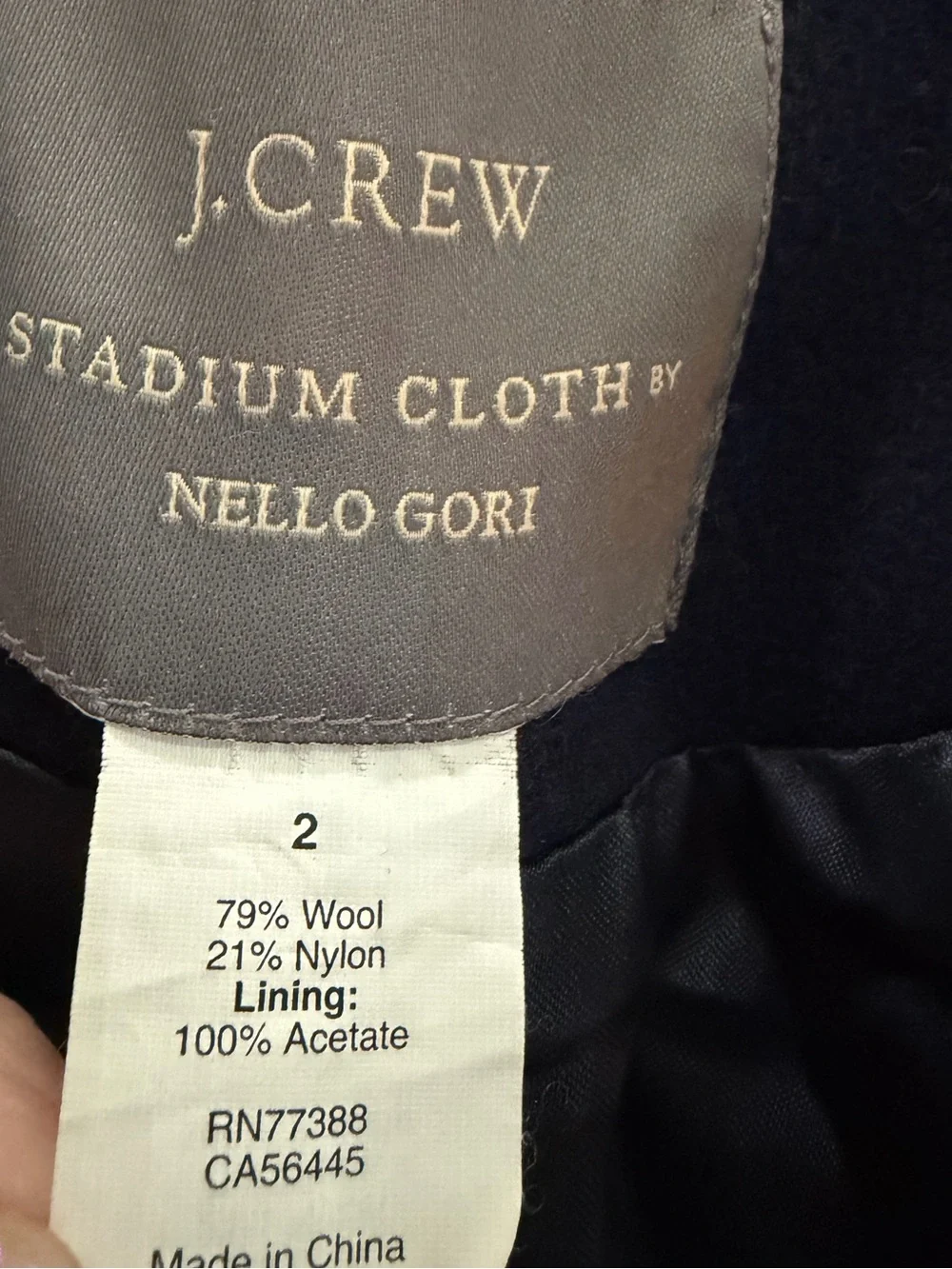 J. Crew Stadium Cloth Nello Gori Wool Classic Peacoat